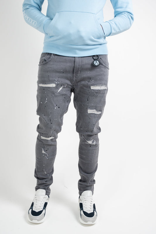Grey Noir Ice splatter slim jeans
