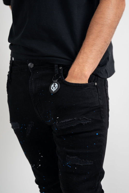 Black Azure splatter slim jeans