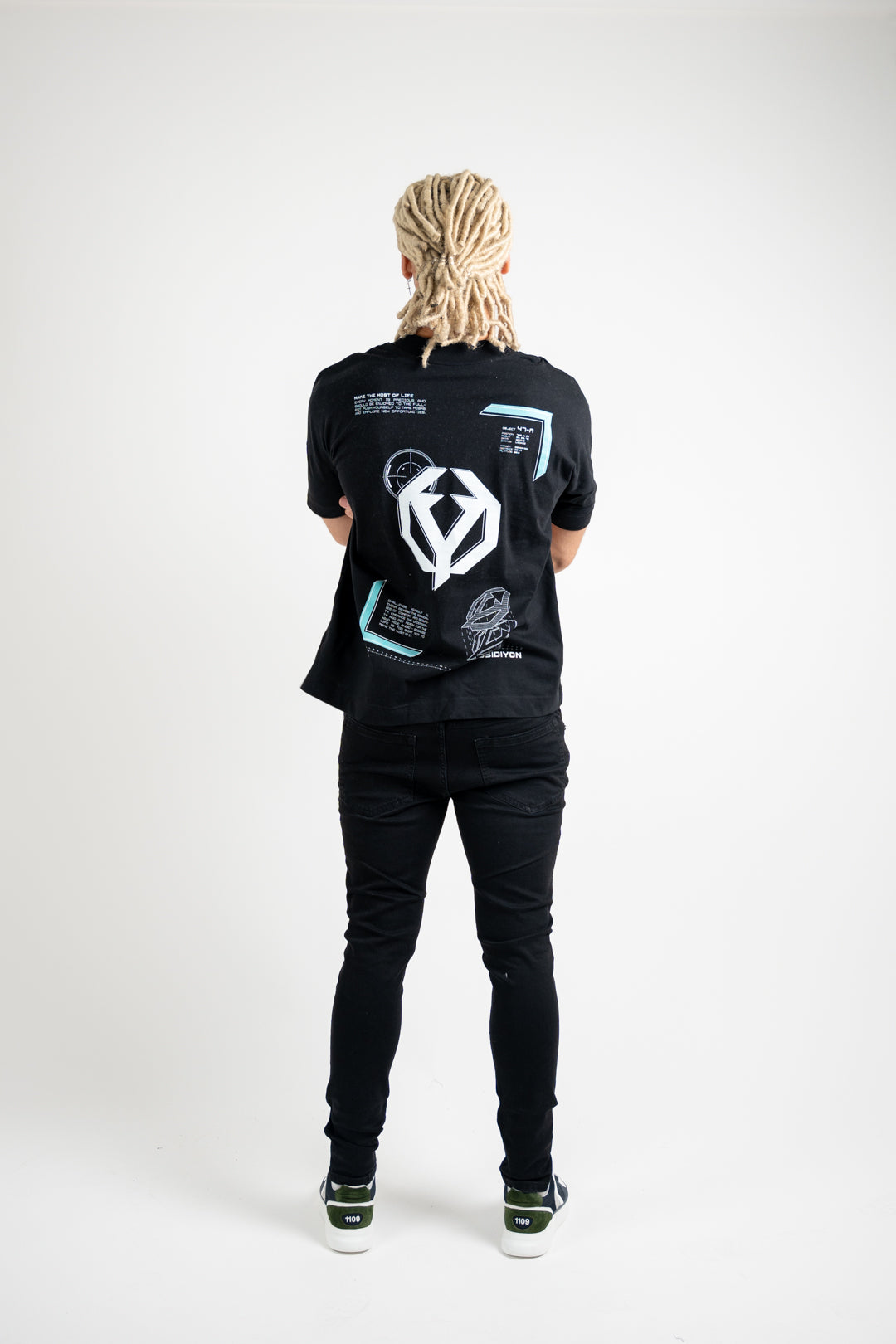 Black Ice splatter slim jeans
