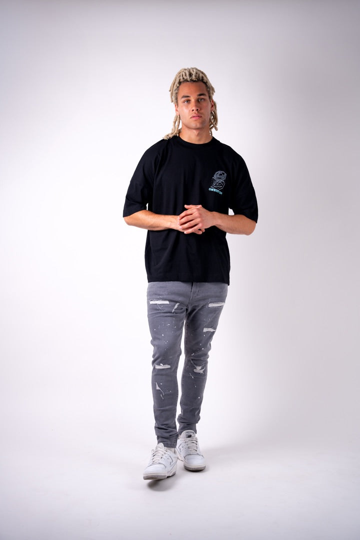 Grey Ice white splatter slim jeans