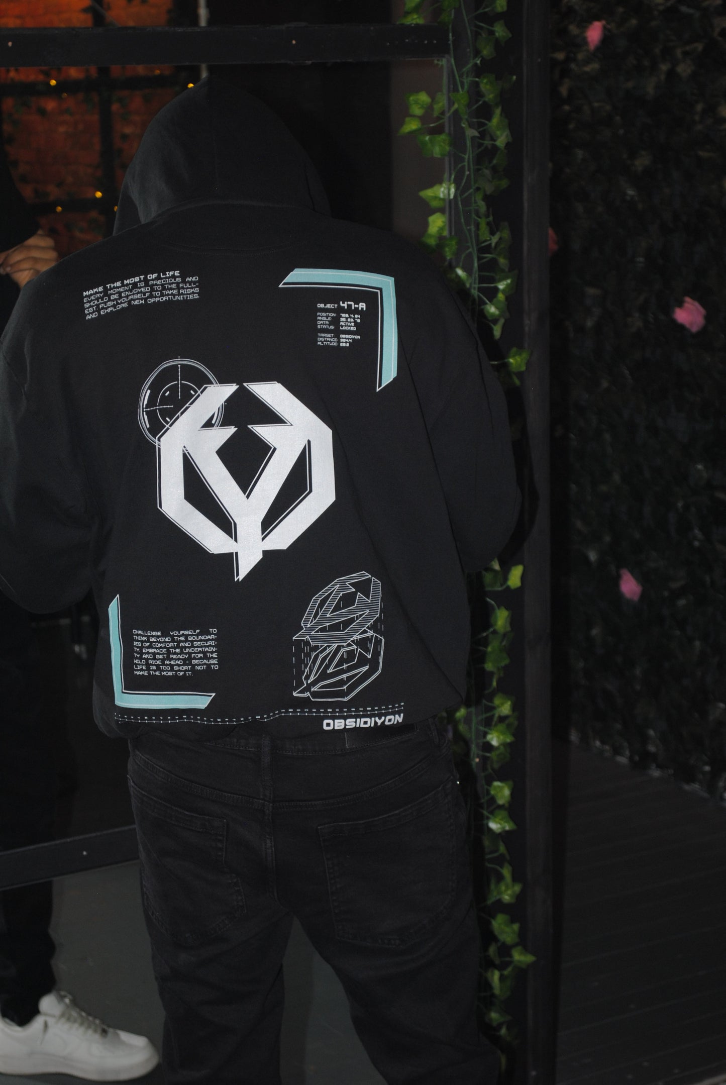 Glitched heavyweight black hoodie