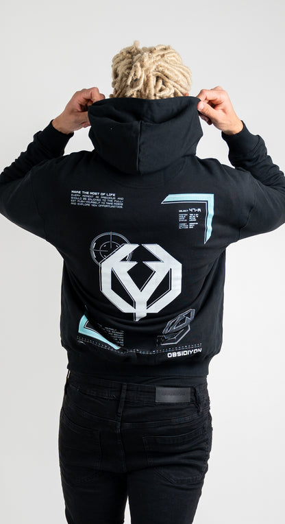 Glitched heavyweight black hoodie
