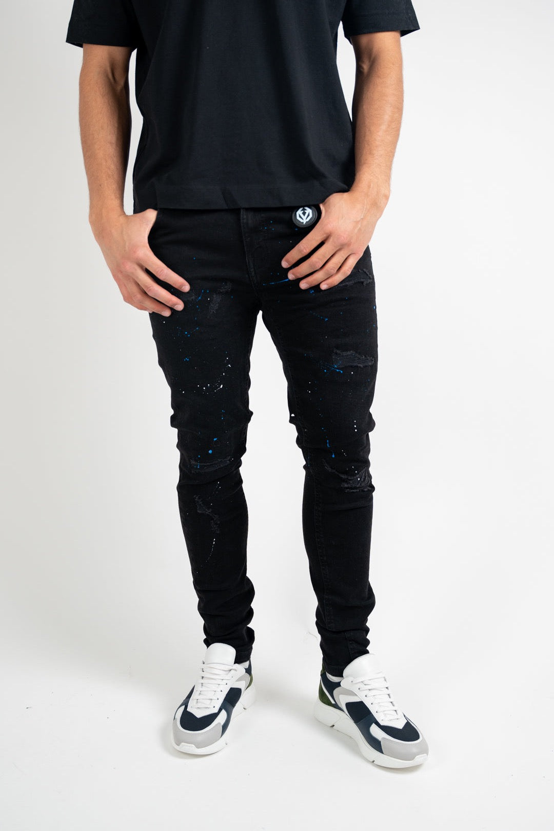Black Azure splatter slim jeans