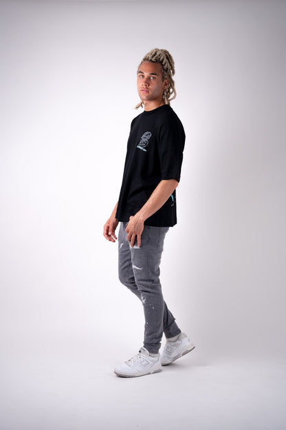 Grey Ice white splatter slim jeans