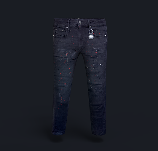 Black Flaming splatter jeans