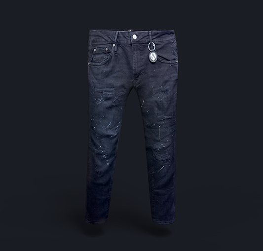 Black Baby blue splatter jeans