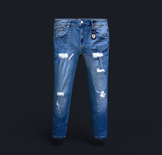 Blue Ice splatter jeans
