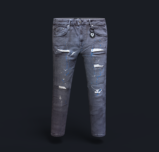 Grey Azure splatter jeans